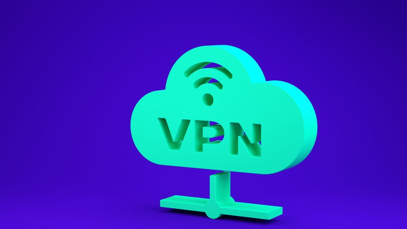 VPN cloud on blue background