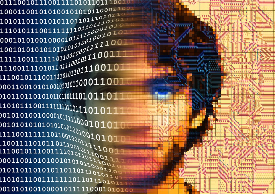 Generative AI technologies - man's face created with binary code