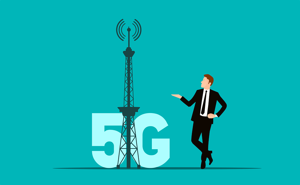 man with 5g tower